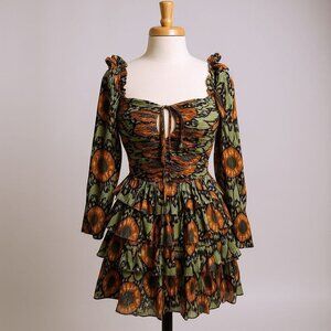 Ulla Johnson Naiya Dress Nocturine Metallic Puff Sleeve Ruffle Mini Sz 4 NWT